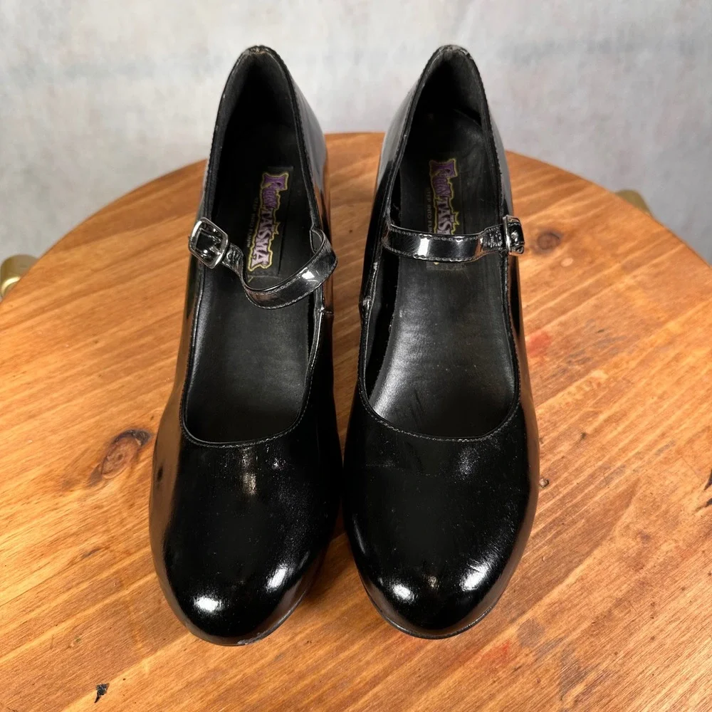 Funtasma Mary Jane Heels Women Size 8 Black Good Patent Block Heel Pump